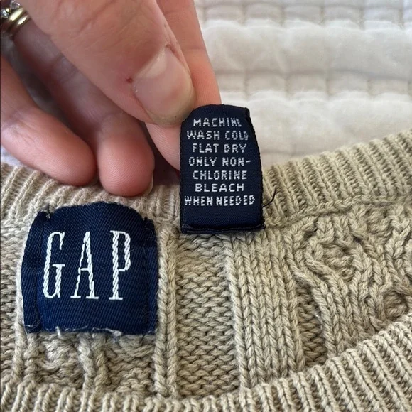Y2K Vintage GAP Tan Cable Knit Pullover Sweater 100% cotton - Picture 8 of 8